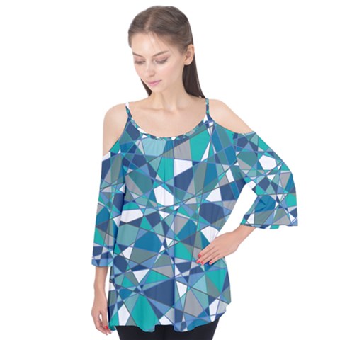 Abstract Background Blue Teal Flutter Tees by Celenk