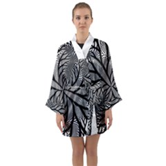 Fractal Symmetry Pattern Network Long Sleeve Kimono Robe by Celenk