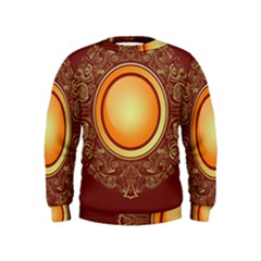 Badge Gilding Sun Red Oriental Kids  Sweatshirt by Celenk