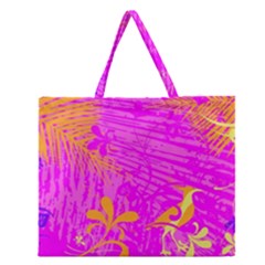Spring Tropical Floral Palm Bird Zipper Large Tote Bag