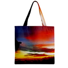 Sunset Mountain Indonesia Adventure Zipper Grocery Tote Bag by Celenk