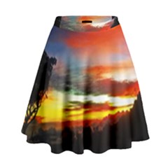 Sunset Mountain Indonesia Adventure High Waist Skirt by Celenk