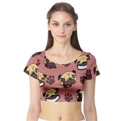 Happy Pugs Short Sleeve Crop Top