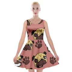 Happy Pugs Velvet Skater Dress