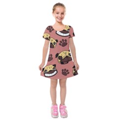 Happy Pugs Kids  Short Sleeve Velvet Dress