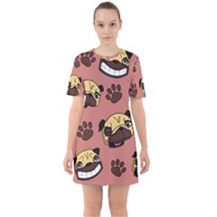 Happy Pugs Sixties Short Sleeve Mini Dress