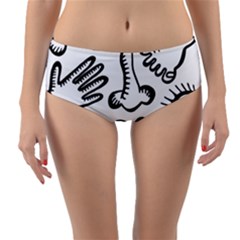 Anatomy Icons Shapes Ear Lips Reversible Mid-waist Bikini Bottoms by Celenk