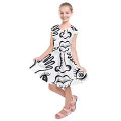 Anatomy Icons Shapes Ear Lips Kids  Short Sleeve Dress by Celenk