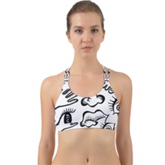 Anatomy Icons Shapes Ear Lips Back Web Sports Bra by Celenk