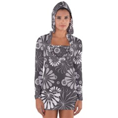 Floral Pattern Floral Background Long Sleeve Hooded T-shirt