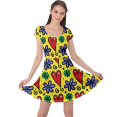 Seamless Tile Repeat Pattern Cap Sleeve Dress by Celenk