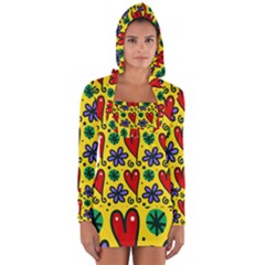 Seamless Tile Repeat Pattern Long Sleeve Hooded T-shirt
