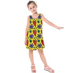 Seamless Tile Repeat Pattern Kids  Sleeveless Dress by Celenk