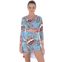 Illustration Characters Comics Draw Asymmetric Cut-out Shift Dress by Celenk