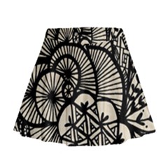 Background Abstract Beige Black Mini Flare Skirt by Celenk