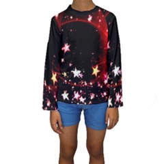 Circle Lines Wave Star Abstract Kids  Long Sleeve Swimwear by Celenk