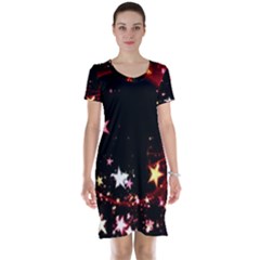 Circle Lines Wave Star Abstract Short Sleeve Nightdress