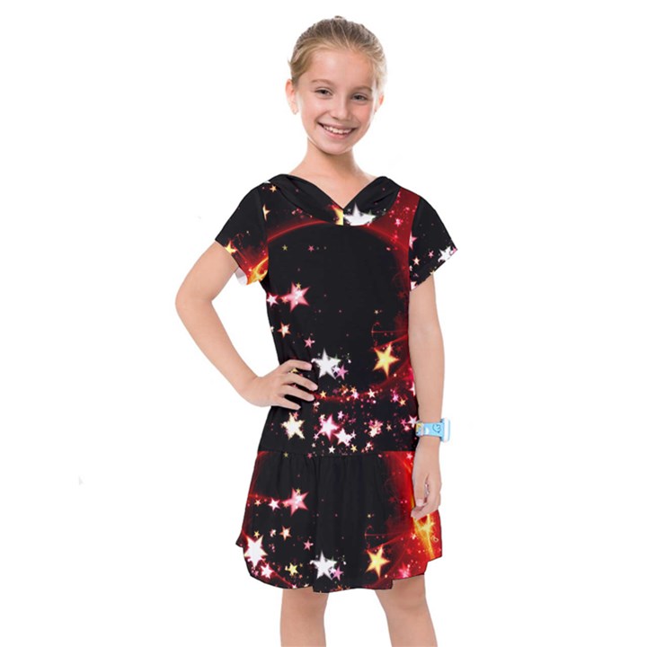 Circle Lines Wave Star Abstract Kids  Drop Waist Dress