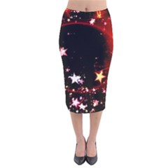 Circle Lines Wave Star Abstract Velvet Midi Pencil Skirt by Celenk