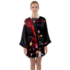 Circle Lines Wave Star Abstract Long Sleeve Kimono Robe by Celenk