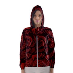 Background Abstract Red Black Hooded Wind Breaker (women) by Celenk