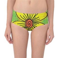 Flower Cartoon Painting Painted Mid-waist Bikini Bottoms by Celenk