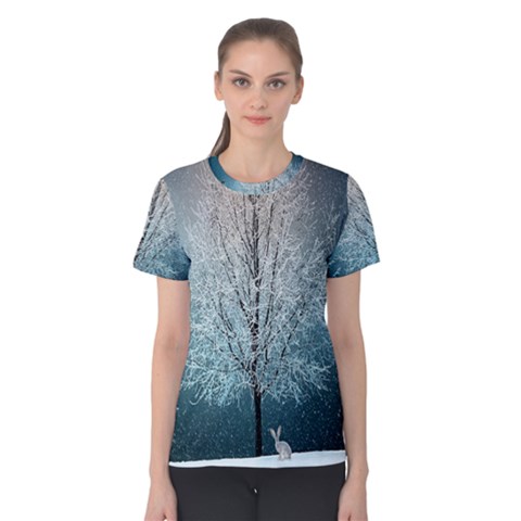 Winter Wintry Snow Snow Landscape Women s Cotton Tee by Celenk