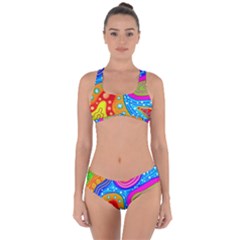 Abstract Pattern Painting Shapes Criss Cross Bikini Set by Celenk