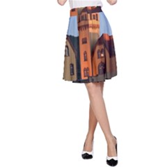 Blue Hour Colliery House A-line Skirt by Celenk