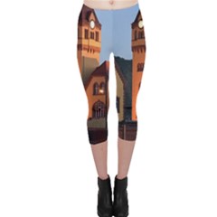 Blue Hour Colliery House Capri Leggings  by Celenk