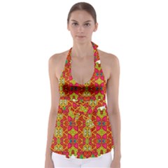 Abstract Background Pattern Doodle Babydoll Tankini Top by Celenk