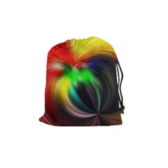 Circle Lines Wave Star Abstract Drawstring Pouches (medium)  by Celenk