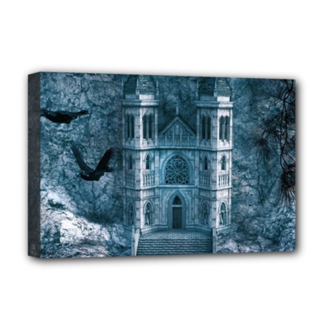 Church Stone Rock Building Deluxe Canvas 18  X 12   by Celenk