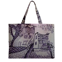 Doodle Drawing Texture Style Zipper Mini Tote Bag