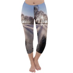 Winter Lake Cold Wintry Frozen Capri Winter Leggings  by Celenk