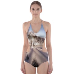 Winter Lake Cold Wintry Frozen Cut-out One Piece Swimsuit by Celenk