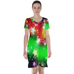 Star Abstract Pattern Background Short Sleeve Nightdress