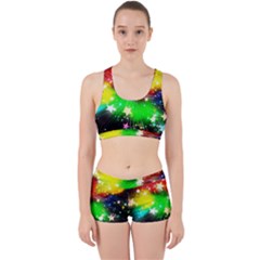 Star Abstract Pattern Background Work It Out Sports Bra Set by Celenk