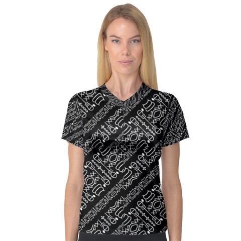 Tribal Stripes Pattern V-neck Sport Mesh Tee by dflcprints