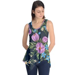 Beautiful Floral Pattern Sleeveless Tunic