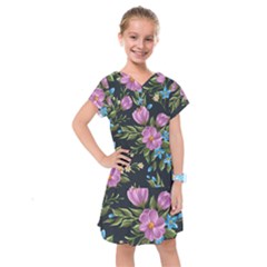 Beautiful Floral Pattern Kids  Drop Waist Dress