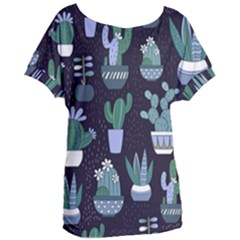 Cactus Pattern Women s Oversized Tee