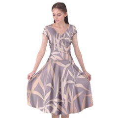 Rose Gold, Asian,leaf,pattern,bamboo Trees, Beauty, Pink,metallic,feminine,elegant,chic,modern,wedding Cap Sleeve Wrap Front Dress