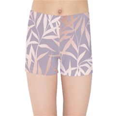 Rose Gold, Asian,leaf,pattern,bamboo Trees, Beauty, Pink,metallic,feminine,elegant,chic,modern,wedding Kids Sports Shorts by NouveauDesign