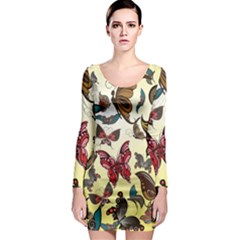 Colorful Butterflies Long Sleeve Bodycon Dress