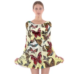 Colorful Butterflies Long Sleeve Skater Dress