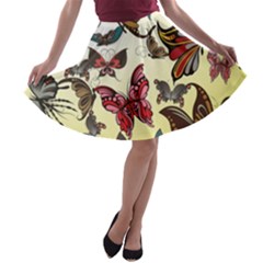 Colorful Butterflies A-line Skater Skirt