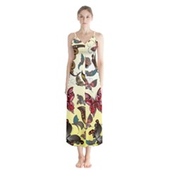 Colorful Butterflies Button Up Chiffon Maxi Dress