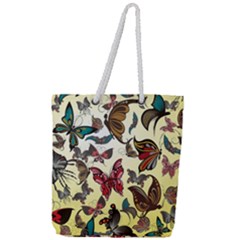 Colorful Butterflies Full Print Rope Handle Tote (large)