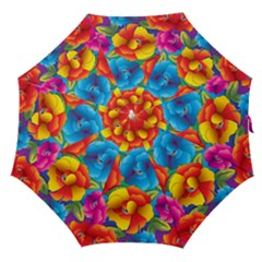 Neon Colored Floral Pattern Straight Umbrellas